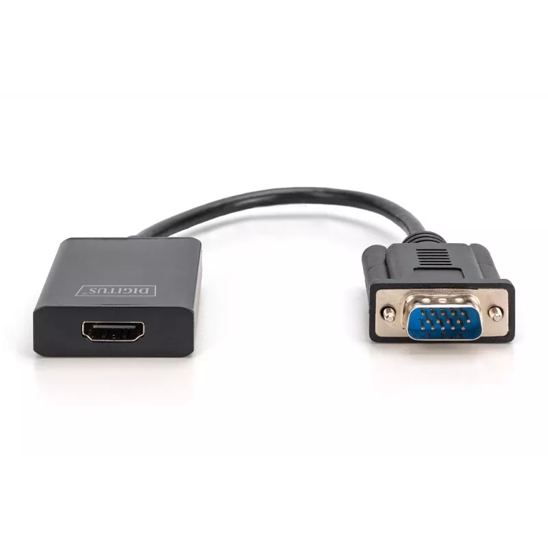 Convertidor DIGITUS VGA a HDMI + audio (3,5 mm) Full HD (1080p), tipo cable 15 cm negro