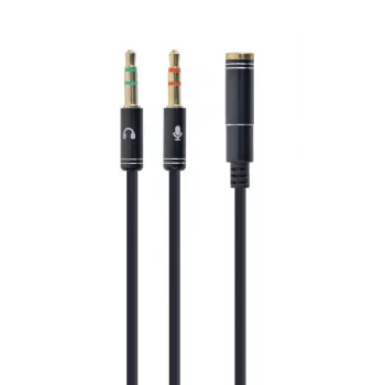 Adaptador de audio Gembird CCA-418M 3,5 mm conector hembra a 2×3,5 mm conector macho, 0,2 m, negro