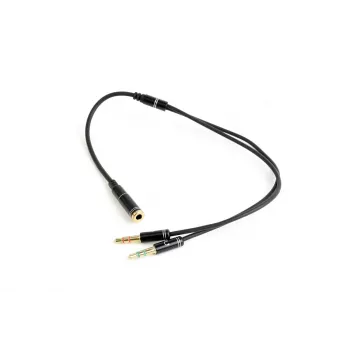 Adaptador de audio Gembird CCA-418M 3,5 mm conector hembra a 2×3,5 mm conector macho, 0,2 m, negro