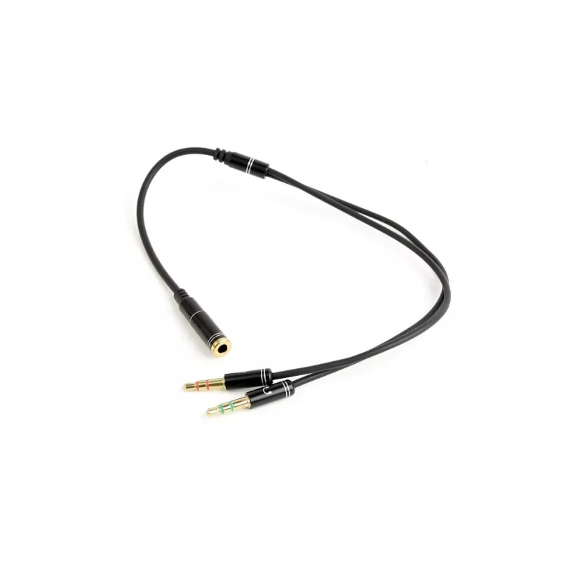 Adaptador de audio Gembird CCA-418M 3,5 mm conector hembra a 2×3,5 mm conector macho, 0,2 m, negro