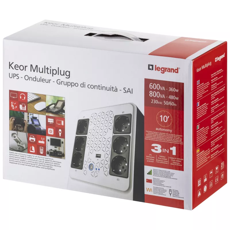 Legrand Keor ASI MULTIPLUG 600 FR sistema de alimentación ininterrumpida (SAI) line-interactive 0,6 kVA 360 W 6 tomas AC