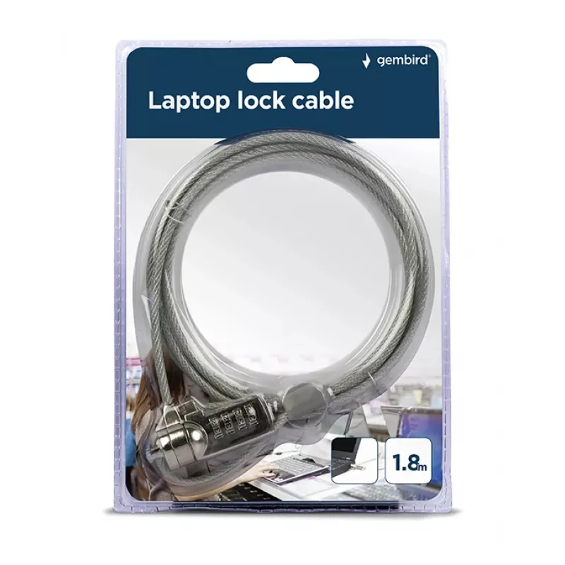 Gembird LK-CL-01 cable de seguridad para portátil con combinación de 4 dígitos, 1,8 m