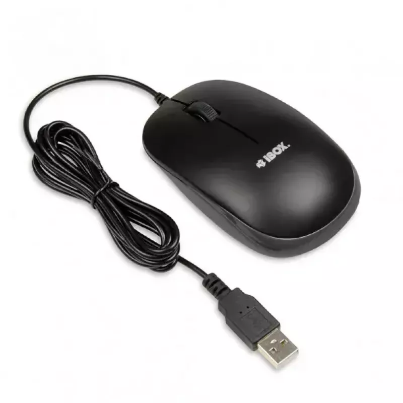Conjunto de teclado y ratón con cable IBOX IKMS606 — teclado QWERTY tamaño completo inglés UK, USB, negro, ratón 800 DPI
