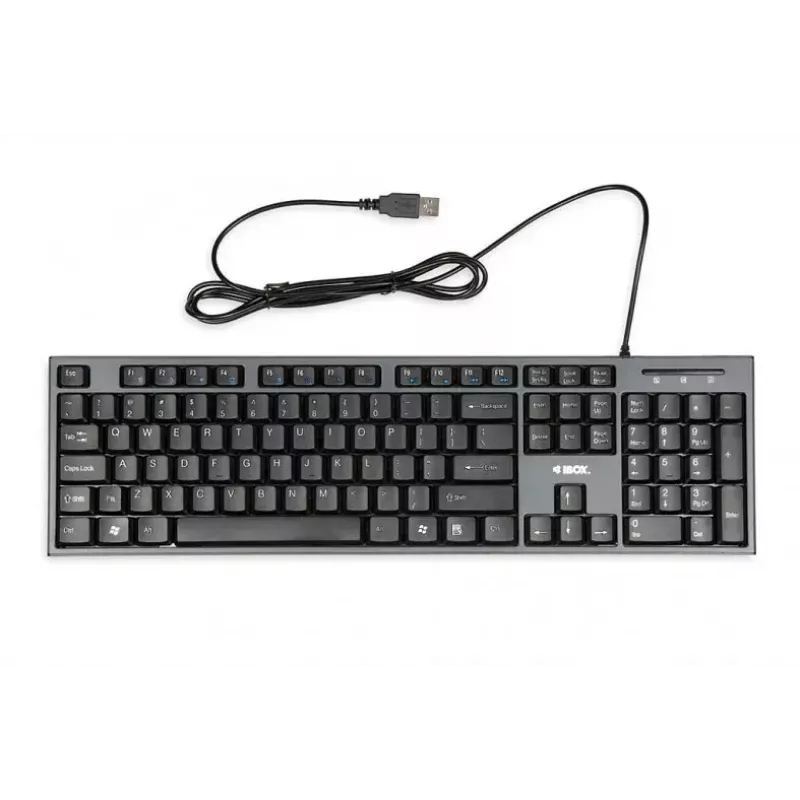 Conjunto de teclado y ratón con cable IBOX IKMS606 — teclado QWERTY tamaño completo inglés UK, USB, negro, ratón 800 DPI