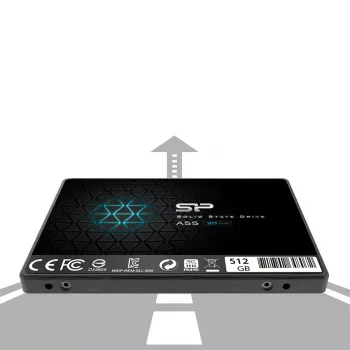SSD SATA III de 2,5 pulgadas Silicon Power Ace A55 — 512 GB, 3D TLC, hasta 560/530 MB/s, 7 mm, negro
