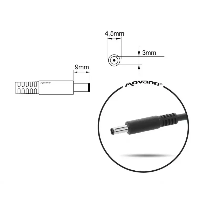 Fuente de alimentación MITSU 5ZM018 19,5V 3,34A con conector macho de 4,5×3,0 mm para Dell