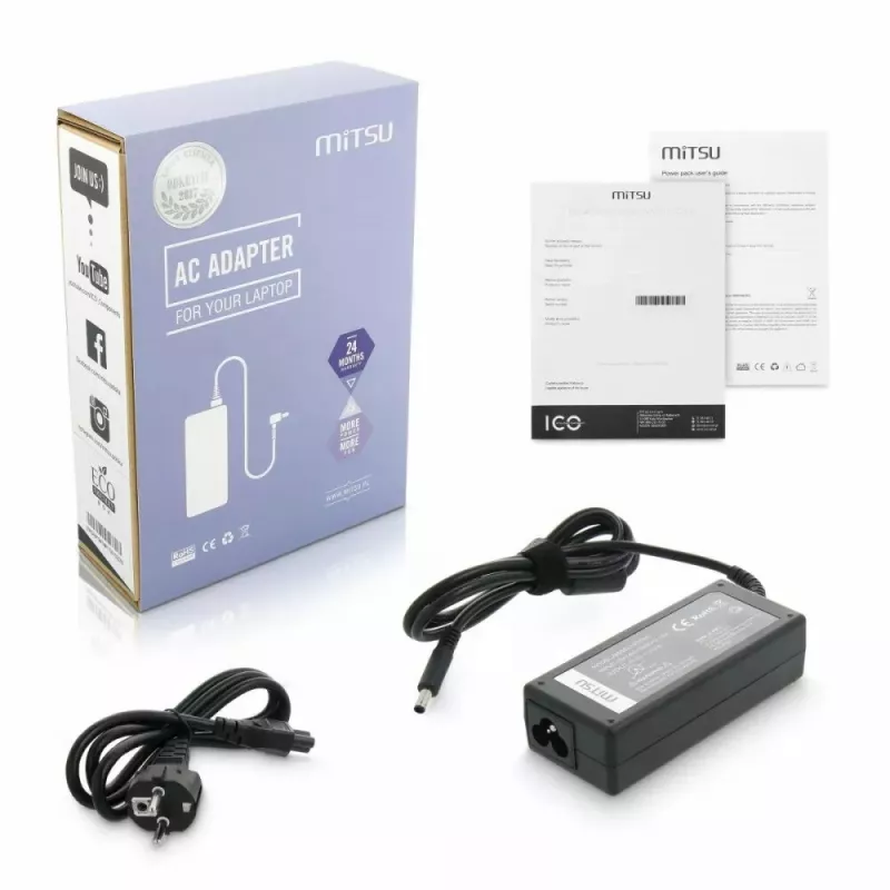 Fuente de alimentación MITSU 5ZM018 19,5V 3,34A con conector macho de 4,5×3,0 mm para Dell