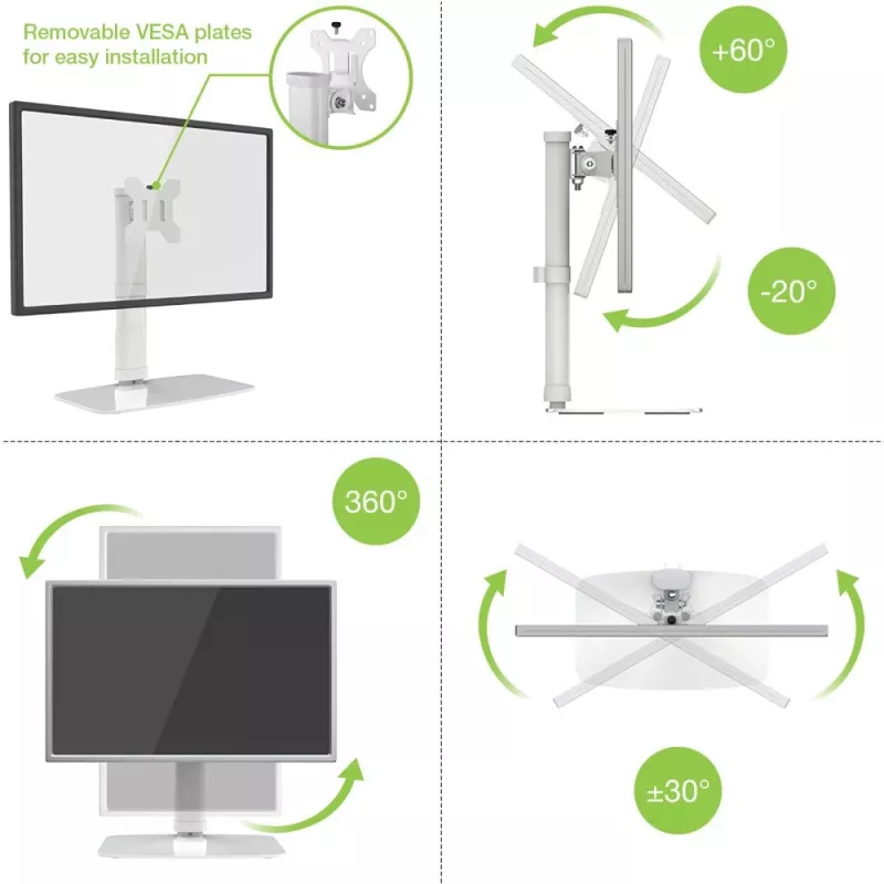 Soporte / pie para monitor Techly ICA-LCD 260 68,6 cm (27 pulgadas) escritorio blanco