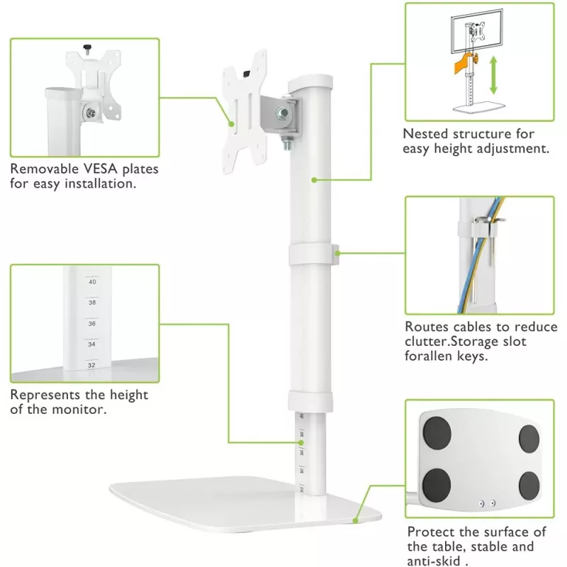 Soporte / pie para monitor Techly ICA-LCD 260 68,6 cm (27 pulgadas) escritorio blanco