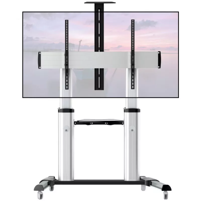 Techly ICA-TR24 soporte de TV móvil, 60-100 pulgadas, 100 kg, con estantes