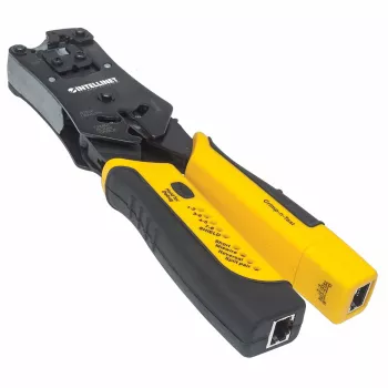 Intellinet herramienta de crimpado universal para conectores modulares y comprobador de cables, crimpadora y comprobador de cables 2 en 1: corta, pela, crimpa y comprueba, RJ45/RJ11/RJ12/RJ22