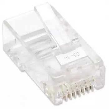 Intellinet conector modular RJ45, Cat5e, UTP, 3 dientes, para cable macizo, contactos bañados en oro de 15 µ, pack de 100