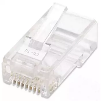 Intellinet conector modular RJ45, Cat5e, UTP, 3 dientes, para cable macizo, contactos bañados en oro de 15 µ, pack de 100