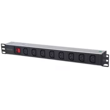 Intellinet unidad de distribución de energía (PDU) para rack de 19 pulgadas 1U 8 tomas C13 con cable de alimentación desmontable y entrada C20 trasera