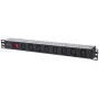 Intellinet unidad de distribución de energía (PDU) para rack de 19 pulgadas 1U 8 tomas C13 con cable de alimentación desmontable y entrada C20 trasera