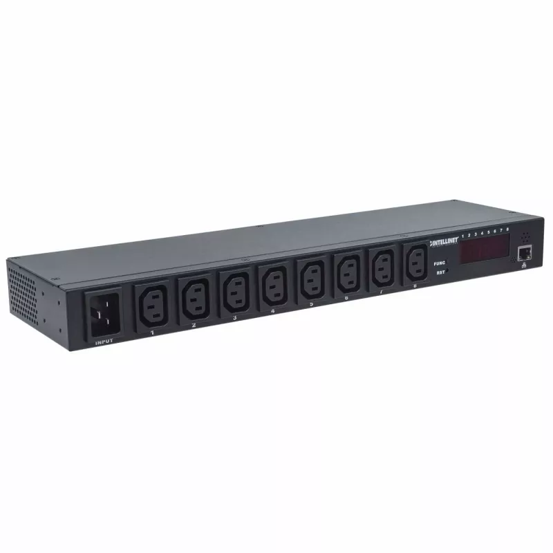 Intellinet PDU inteligente de 8 puertos de 19 pulgadas, unidad de distribución de energía inteligente C13 montable en rack de 19 pulgadas; monitoriza potencia, temperatura y humedad