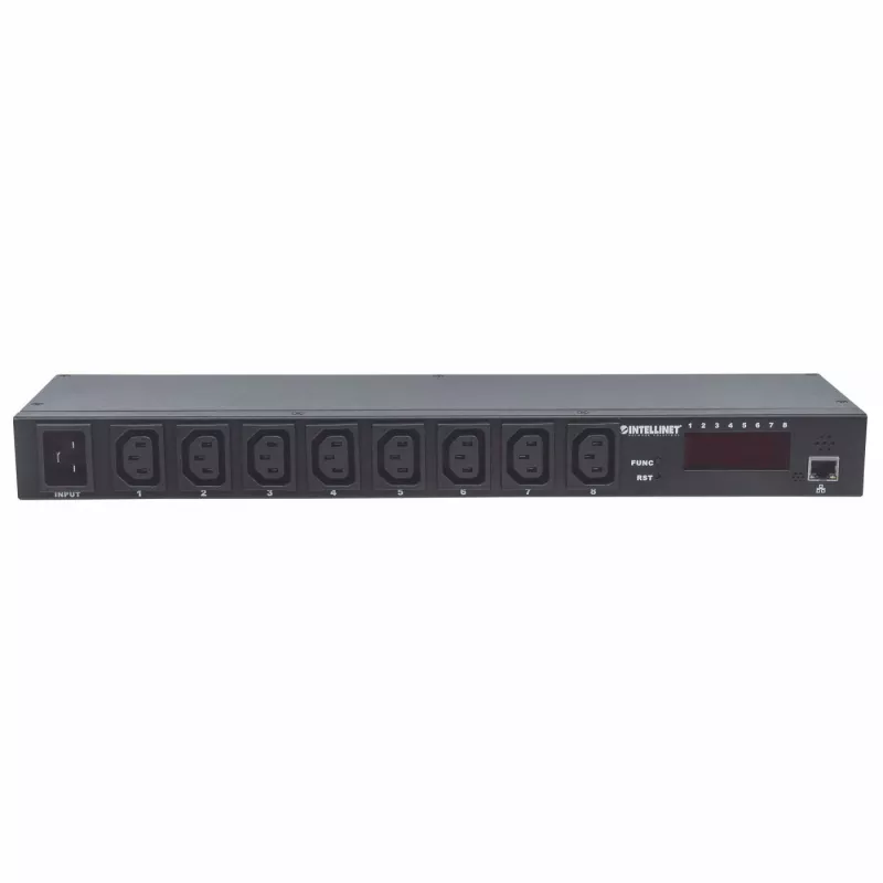 Intellinet PDU inteligente de 8 puertos de 19 pulgadas, unidad de distribución de energía inteligente C13 montable en rack de 19 pulgadas; monitoriza potencia, temperatura y humedad