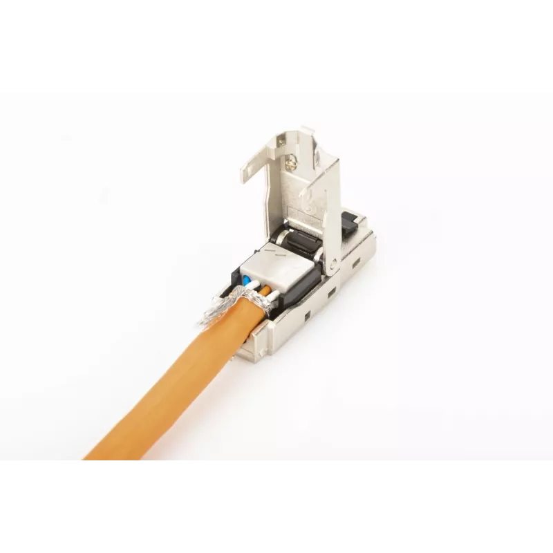 DIGITUS conector CAT6a montable en campo - STP, tapa antipolvo, protección antiacodamiento