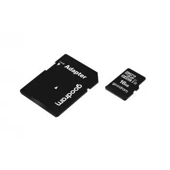 Tarjeta de memoria microSDHC GOODRAM 16 GB Class 10 UHS-I (U1), lectura 100 MB/s, escritura 10 MB/s, protegida contra campos magnéticos, con adaptador SD