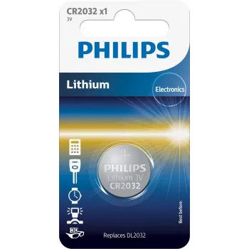 Pila Philips Minicells CR2032/01B, pila de un solo uso, CR2032, litio, 3 V, 1 ud., 10 año(s)