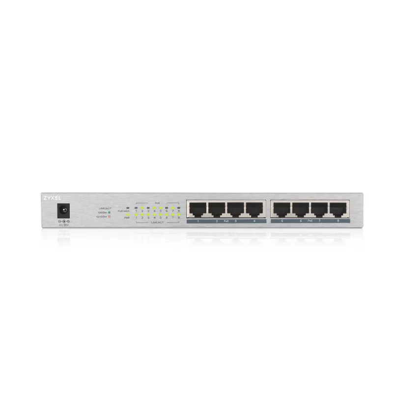 Zyxel GS1008HP Gigabit Ethernet no gestionado (10/100/1000) Power over Ethernet (PoE) gris