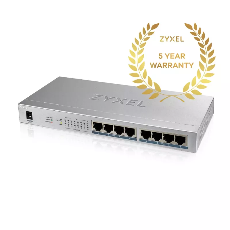 Zyxel GS1008HP Gigabit Ethernet no gestionado (10/100/1000) Power over Ethernet (PoE) gris