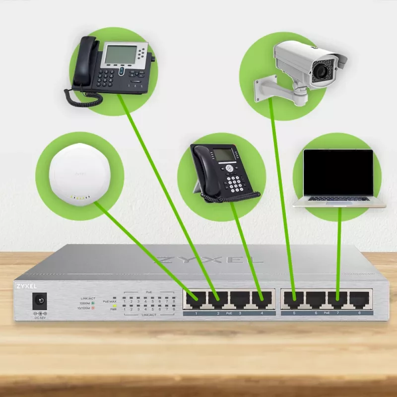 Zyxel GS1008HP Gigabit Ethernet no gestionado (10/100/1000) Power over Ethernet (PoE) gris