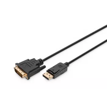 Cable adaptador DisplayPort DIGITUS, DP - DVI (24+1) macho/macho, 2m con bloqueo, compatible DP 1.1a, CE negro