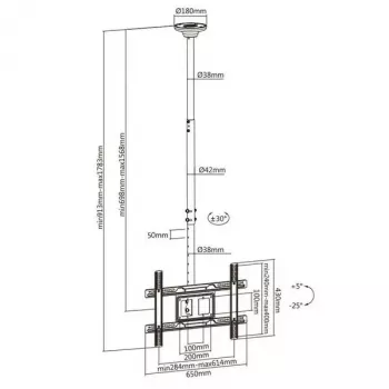 Soporte de techo MACLEAN MC-803 para monitores LED/LCD de 23–100