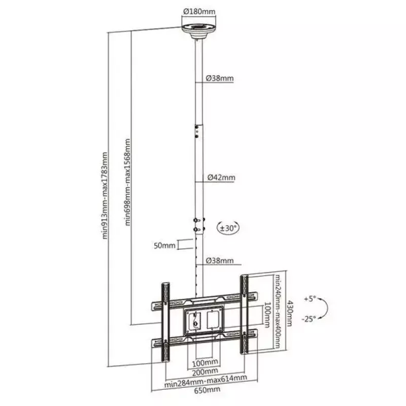 Soporte de techo MACLEAN MC-803 para monitores LED/LCD de 23–100