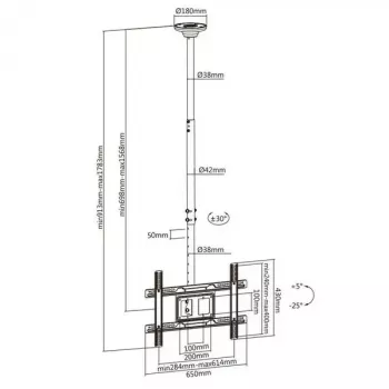 Soporte de techo MACLEAN MC-803 para monitores LED/LCD de 23–100