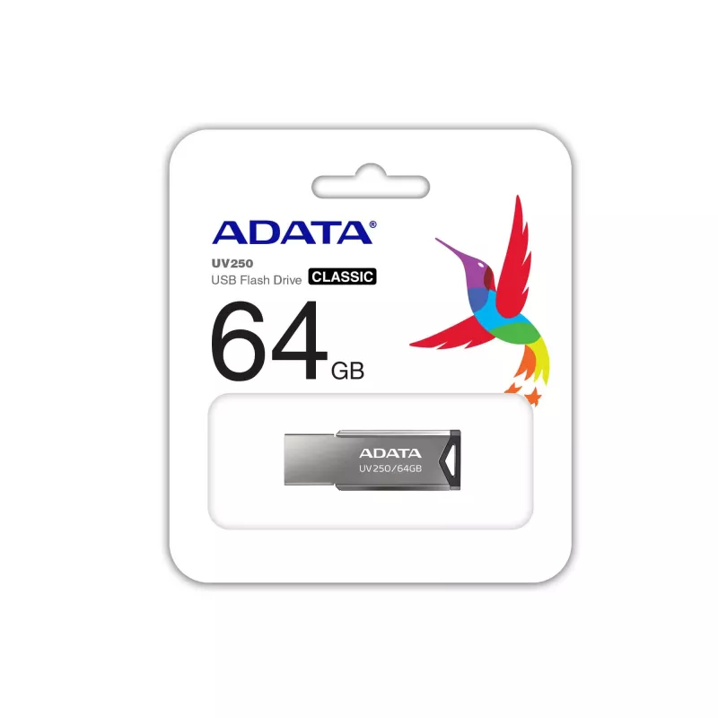 ADATA UV250 memoria USB de 64 GB, USB 2.0, metal, plateado