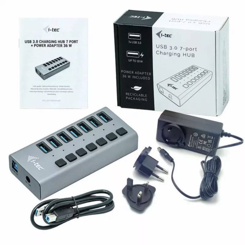 i-tec USB 3.0 Charging HUB 7 puertos + adaptador de corriente 36 W