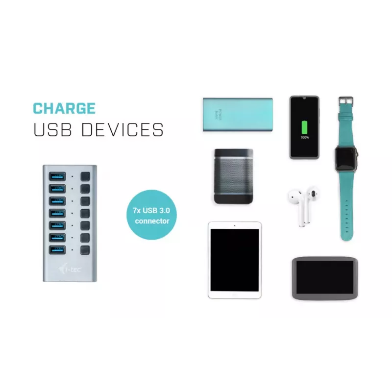 i-tec USB 3.0 Charging HUB 7 puertos + adaptador de corriente 36 W