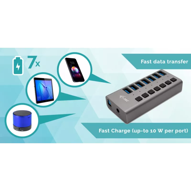 i-tec USB 3.0 Charging HUB 7 puertos + adaptador de corriente 36 W