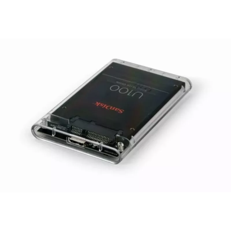 GEMBIRD carcasa USB 3.0 para HDD SATA de 2,5 pulgadas 9,5 mm, plástico transparente