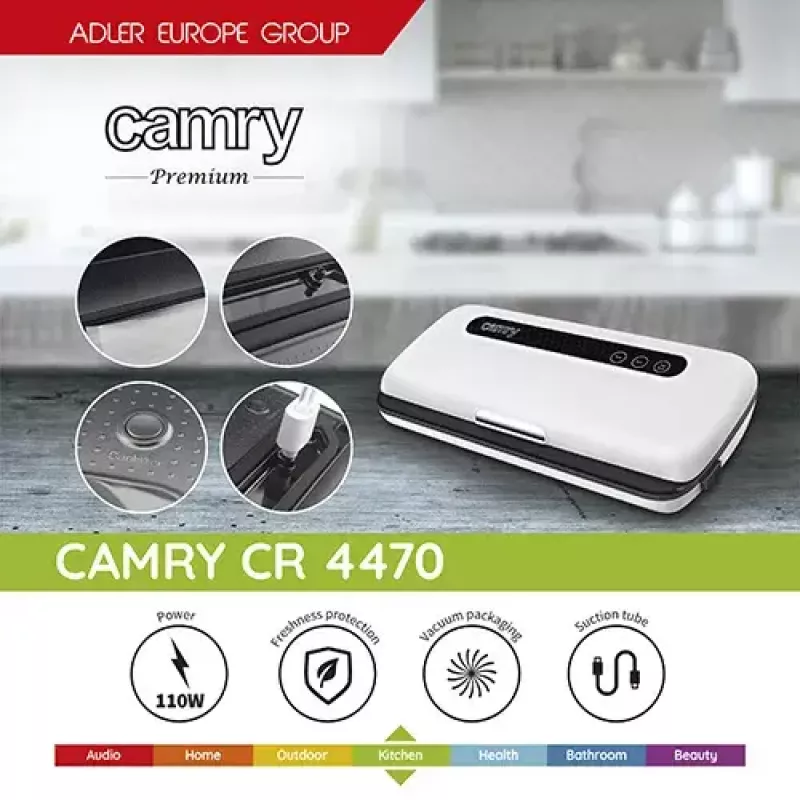 Envasadora al vacío Adler CR 4470 (blanca) — 110 W, control táctil, recogecables, incluye 5 bolsas de vacío