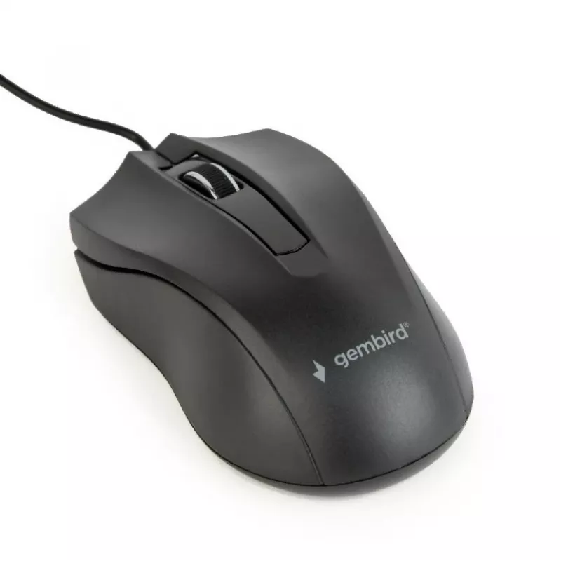 Ratón óptico ambidiestro con cable Gembird MUS-3B-01 — USB Type-A, 1000 DPI, 3 botones, negro