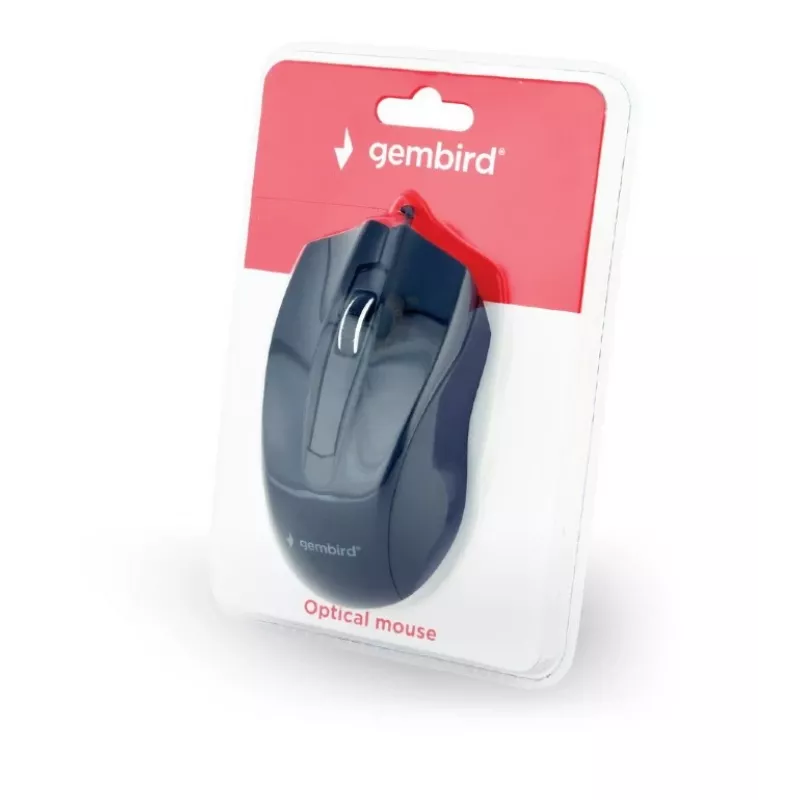Ratón óptico ambidiestro con cable Gembird MUS-3B-01 — USB Type-A, 1000 DPI, 3 botones, negro