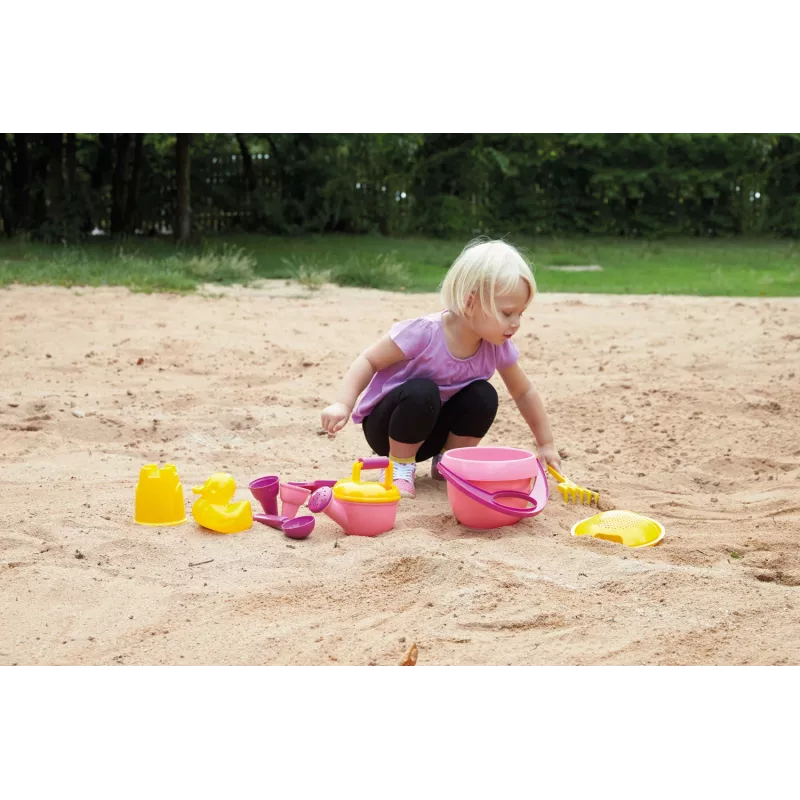 Lena Happy Sand Girls I 10 uds., set de juguete de arena, a partir de 1 año, rosa, amarillo