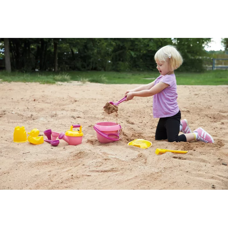 Lena Happy Sand Girls I 10 uds., set de juguete de arena, a partir de 1 año, rosa, amarillo