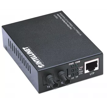 Convertidor de medios Fast Ethernet Intellinet, 10/100Base-Tx a 100Base-Fx (ST) multimodo, 2 km (1,24 millas)