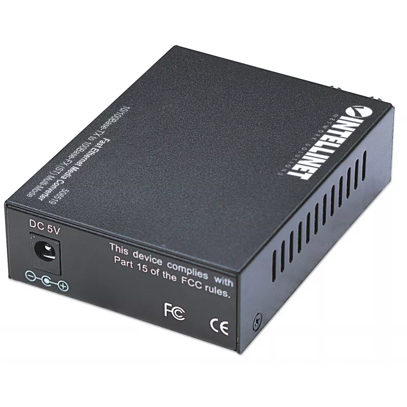 Convertidor de medios Fast Ethernet Intellinet, 10/100Base-Tx a 100Base-Fx (ST) multimodo, 2 km (1,24 millas)