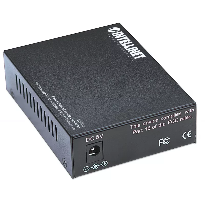 Convertidor de medios Fast Ethernet Intellinet, 10/100Base-Tx a 100Base-Fx (ST) multimodo, 2 km (1,24 millas)