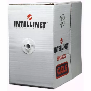 Cable de red Cat6 a granel Intellinet, 23 AWG, hilo macizo, 305 m, gris, CCA, U/UTP, caja