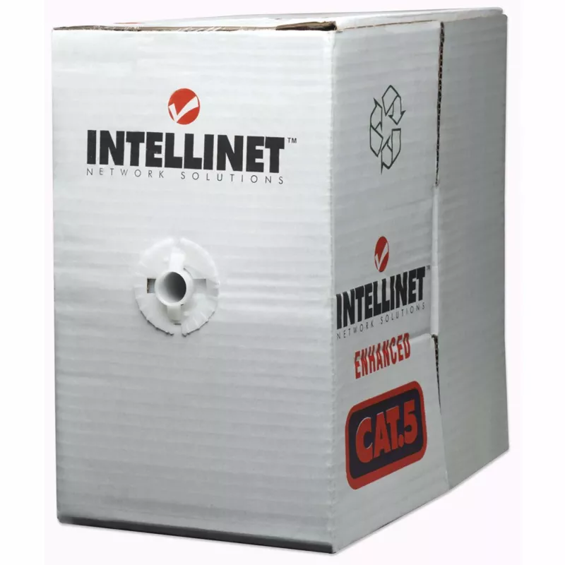 Cable de red Cat6 a granel Intellinet, 23 AWG, hilo macizo, 305 m, gris, CCA, U/UTP, caja