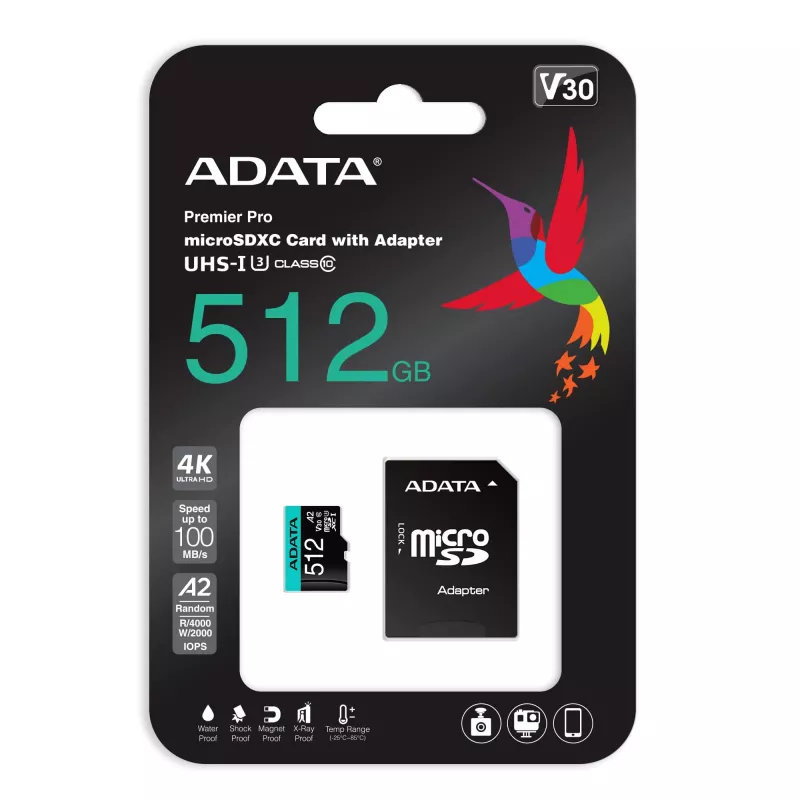 Memoria flash ADATA 512GB MicroSDXC Class 10 Premier Pro