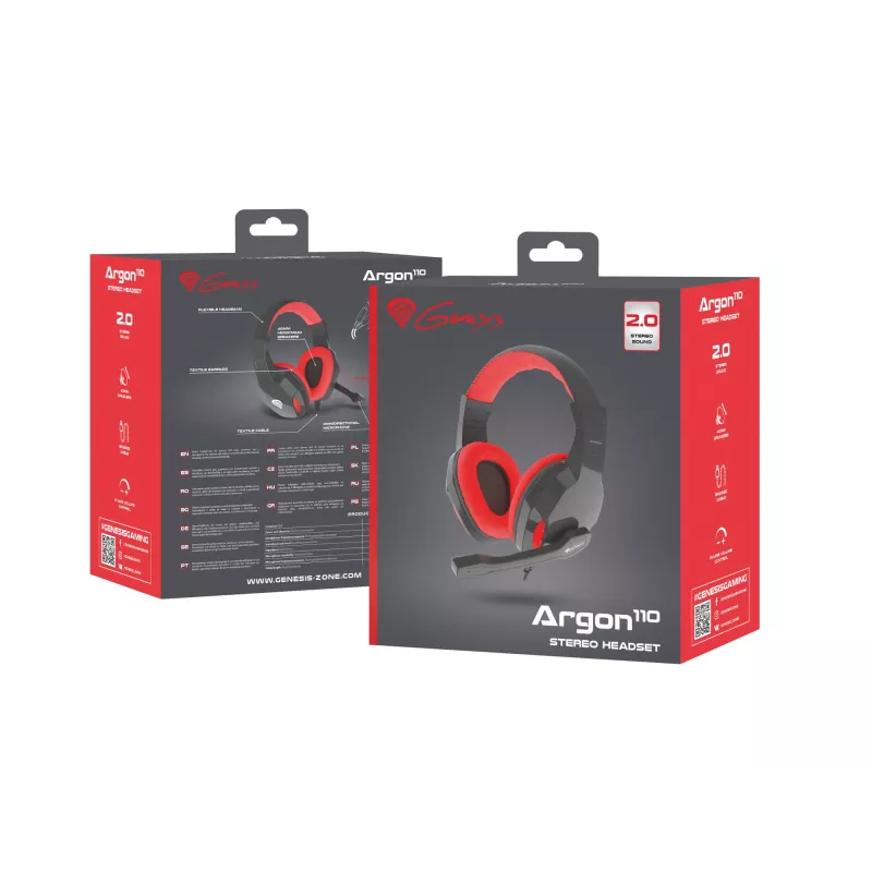 Auriculares con micrófono Genesis Argon 110 con cable diadema gaming negro, rojo