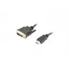 Cable LANBERG HDMI(m)->DVI-d(m)(24+1) Dual Link con conectores 4k chapados en oro - 3m negro