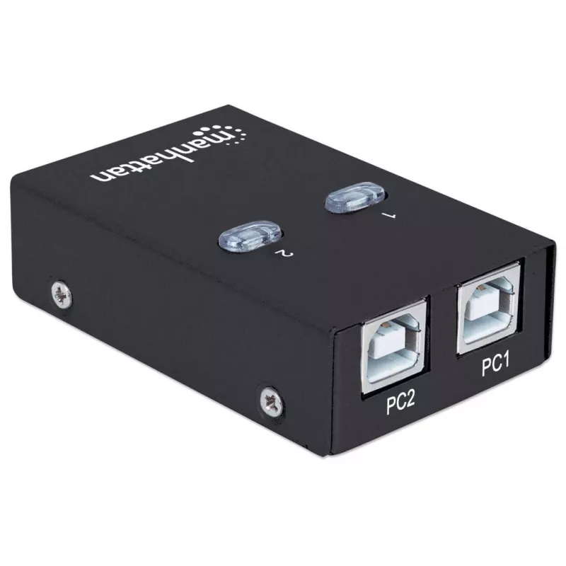 Manhattan 162005 conmutador USB 2.0 automático para compartir, 2 puertos, 480 Mbps